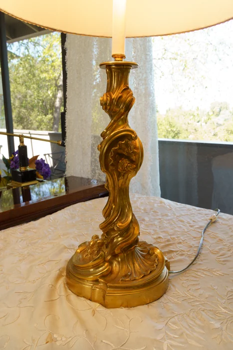 French 18th c. Louis XV Rococo Candlestick Mounted as Lamp