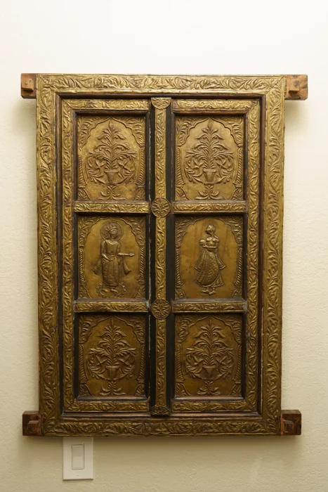 Indian 20th c. Embossed Brass Ornamental Window Shutters