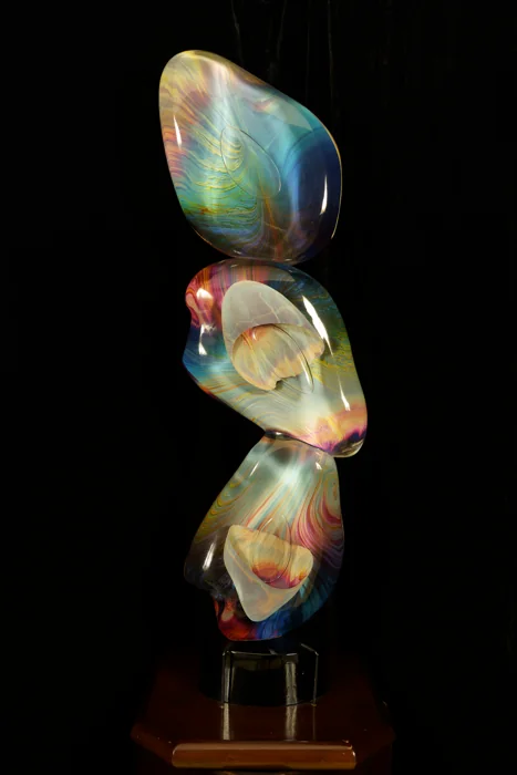 Italian Glass Sculpture, “Tre Sassi”, by Dino Rosin of Murano.