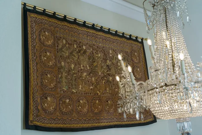 South East Asian 19th c. Wall Hanging, Beaded Tapestry