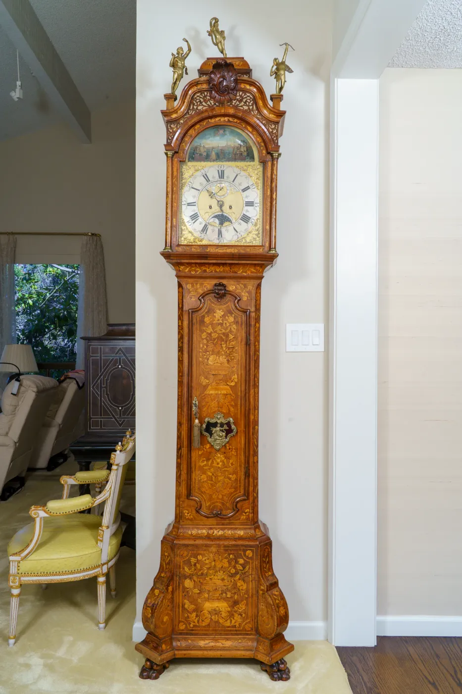 Dutch Longcase Clock, c. 1738, w/French Marquetry, Otto van Meurs, photograph 1
