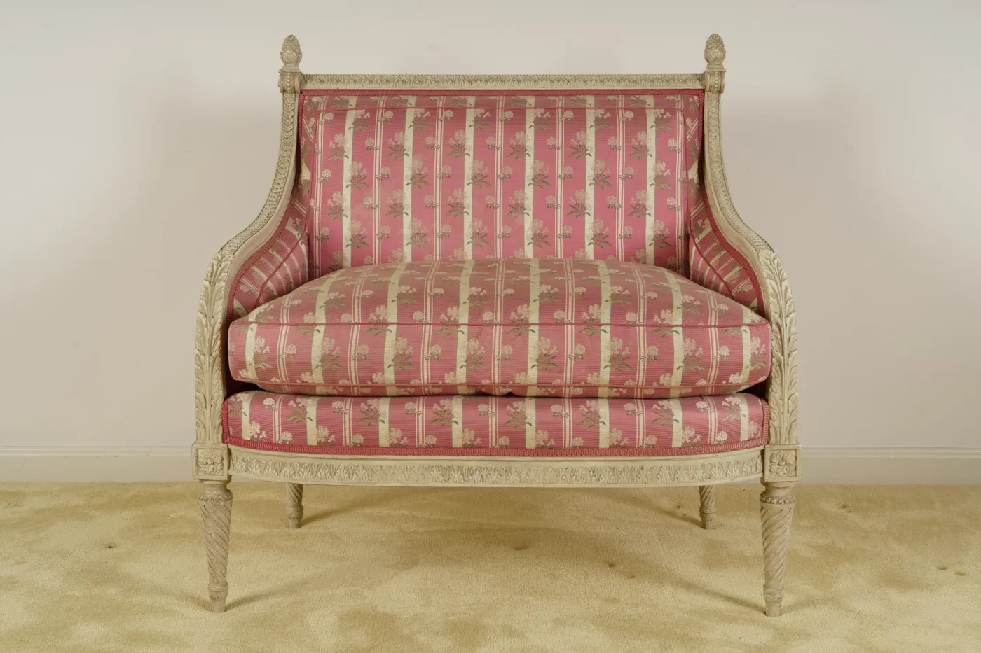 French 18th c. Louis XVI Style Marquise Chairs, pair, photograph 1